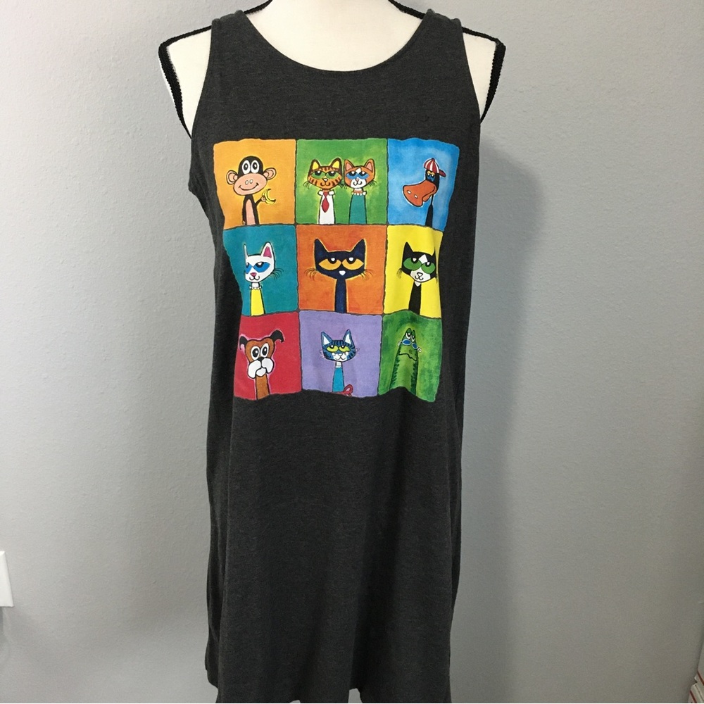 2 for $10 Pete the cat and friends gray tank top dress